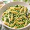 Creamy Pea Spinach One Pot Pasta