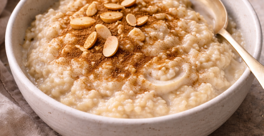 Cozy Breakfast Rice with Almond Milk and Cinnamon