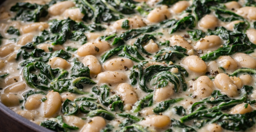 Creamy Spinach and White Bean Skillet