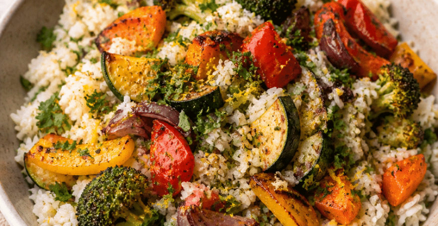 Lemon Herb Rice with Roasted Veggies