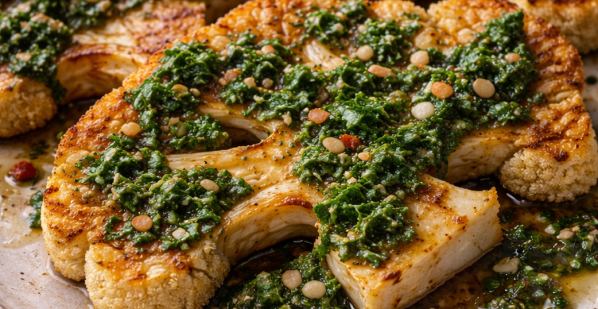 Roasted Cauliflower Steaks with Chimichurri