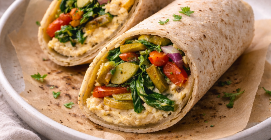Roasted Veggie Hummus Wrap