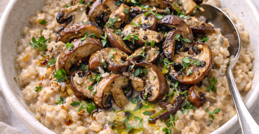 Savory Oatmeal with Mushrooms and Herbs